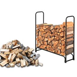4ft Firewood Rack Outdoor Log Rack Holder Fireplace Heavy Duty Wood Stacker Patio Deck Metal Kindling Logs Storage Stand Steel Tubular Wood Pile Racks