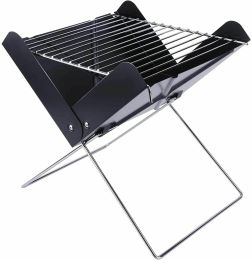 12 inch Portable Grill Charcoal Barbecue Grill - Folding Grill Notebook Shape Charcoal Grill, Detachable Collapsible, Mini Tabletop Camping Grill BBQ,