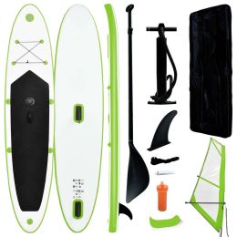 Inflatable Stand Up Paddleboard with Sail Set Green and White
