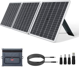 GOFORT 60W 18V Portable Solar Panel, Foldable Solar Charger with USB, 18V DC, QC 3.0 Output, Compatible with Solar Generator Power Station Phones Lapt