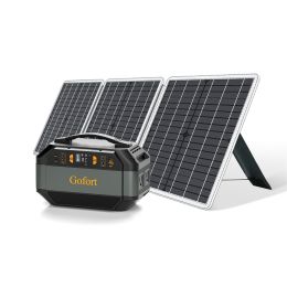 GOFORT 330W Portable Power Station, 299Wh Solar Generator Backup Power Compatible with 60W 18V Portable Solar Panel, Foldable Solar Charger with USB,