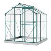 Upgraded Outdoor Patio 6.2ft Wx6.3ft D Greenhouse; Walk-in Polycarbonate Greenhouse with 2 Windows and Base; Aluminum Hobby Greenhouse with Sliding Do
