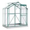 Upgraded Outdoor Patio 6.2ft Wx4.3ft D Greenhouse Walk-in Polycarbonate Greenhouse with 2 Windows and Base Aluminum Hobby Greenhouse with Sliding Door