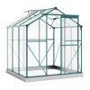 Upgraded Outdoor Patio 6.2ft Wx6.3ft D Greenhouse; Walk-in Polycarbonate Greenhouse with 2 Windows and Base; Aluminum Hobby Greenhouse with Sliding Do