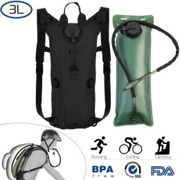 Tactical Hydration Pack 3L Water Bladder Adjustable Water Drink Backpack (Color: Black, size: 3L)