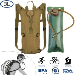 Tactical Hydration Pack 3L Water Bladder Adjustable Water Drink Backpack (Color: Khaki, size: 3L)