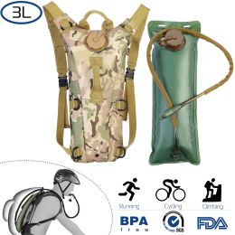 Tactical Hydration Pack 3L Water Bladder Adjustable Water Drink Backpack (Color: Military, size: 3L)