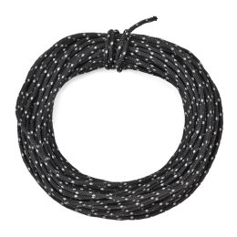 50ft Reflective Nylon Wind Rope Cord; Tent Guyline Paracord Rope For Outdoor Camping (Color: Black)