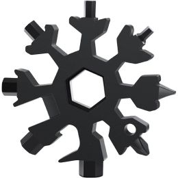 1pc 18 In 1 Snowflake Tool; Combination Multi-functional Snowflake Screwdriver; Snowflake Wrench Tool; Snowflake Shaped Tool Card (Color: 1pc Black)