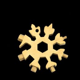 1pc 18 In 1 Snowflake Tool Card Combination; Multifunctional Snowflake Screwdriver; Snowflake Wrench Tool; Snowflake Tool Card (Color: Golden)