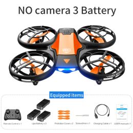 V8 New Mini Drone 4K 1080P HD Camera WiFi Fpv Air Pressure Height Maintain Foldable Quadcopter RC Dron Toy Gift (Color: no camera 3battery2)