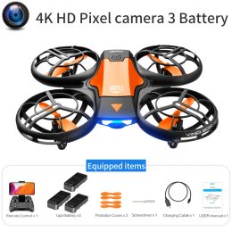 V8 New Mini Drone 4K 1080P HD Camera WiFi Fpv Air Pressure Height Maintain Foldable Quadcopter RC Dron Toy Gift (Color: 4K HD camera 3B8)