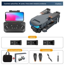 New Drone 4K Double Camera HD XT9 WIFI FPV Obstacle Avoidance Drone Optical Flow Me Four-axis Aircraft RC Helicopter With Camera (Ships From: China, Color: Black 4K 3B Cam)