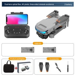 New Drone 4K Double Camera HD XT9 WIFI FPV Obstacle Avoidance Drone Optical Flow Me Four-axis Aircraft RC Helicopter With Camera (Ships From: China, Color: Grey 4K 2B Cam)