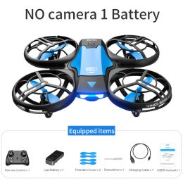 V8 New Mini Drone 4K 1080P HD Camera WiFi Fpv Air Pressure Height Maintain Foldable Quadcopter RC Dron Toy Gift (Color: no camera 1battery)