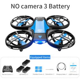V8 New Mini Drone 4K 1080P HD Camera WiFi Fpv Air Pressure Height Maintain Foldable Quadcopter RC Dron Toy Gift (Color: no camera 3battery)