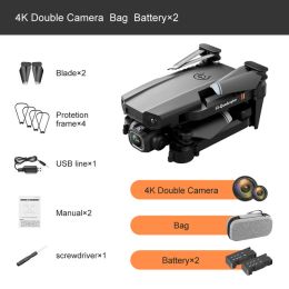 New Drone 4k Double Camera HD XT6 WIFI FPV Drone Air Pressure Fixed Height four-axis Aircraft RC Helicopter With Camera (Color: Dual 4K 2B Bag)