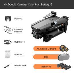 New Drone 4k Double Camera HD XT6 WIFI FPV Drone Air Pressure Fixed Height four-axis Aircraft RC Helicopter With Camera (Color: Dual 4K 3B Bag)