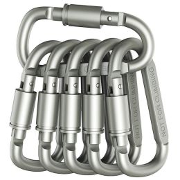 Aluminum D-Ring Locking Carabiner Light but Strong NOT for Climbing(Pack of 10) (Color: White)