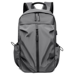 Men's Backpack Casual Business Computer Bag Usb Rechargeable Travel Backpack (Color: Gray)