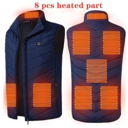 Areas Heated Vest Men Women Electric Jacket Thermal Heating Tactical Veste Chauffante (Color: 8 Pcs Heated Blue, size: 4XL)