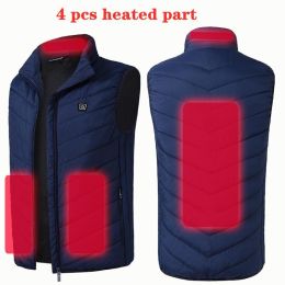 Areas Heated Vest Men Women Electric Jacket Thermal Heating Tactical Veste Chauffante (Color: 4 Pcs Heated Blue, size: 6XL)
