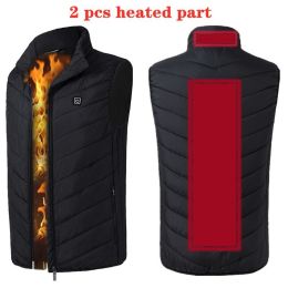Areas Heated Vest Men Women Electric Jacket Thermal Heating Tactical Veste Chauffante (Color: 2 Pcs Heated Black, size: 6XL)