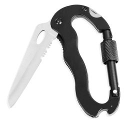 Portable Multi Functional Mountain Climb Mountaineering Folding Knife Tool Camping (Color: Black A)