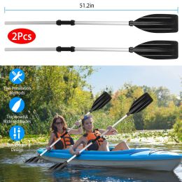 2Pcs Kayak Paddles Aluminum Alloy Detachable Canoe Paddle Boat Oars for Kayaking Boating Oar Fishing (Color: Black)