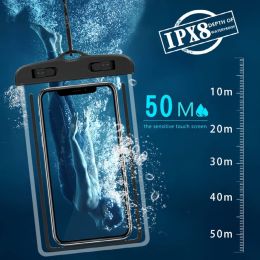Waterproof Phone Pouch, Universal Waterproof Phone case, Dry Bag Outdoor Beach Bag for iPhone 12 11 8 7 Pro Max SE XR/Samsung Galaxy s21 Note 20/Googl (Color: Black)
