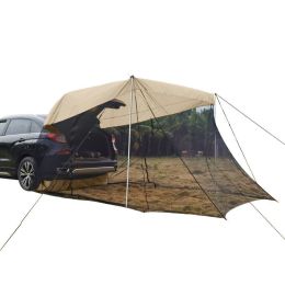 Beach Camping Mosquito-proof Sunshade Tent With Extended Rear End (Color: Beige, Type: Car Tent)