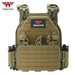 YAKEDA 1000D Nylon Tactical Gear Military Airsoft CS Game Hunting MOEEL Army Laser Cut Vest (Color: TAN, size: one size)
