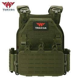 YAKEDA 1000D Nylon Tactical Gear Military Airsoft CS Game Hunting MOEEL Army Laser Cut Vest (Color: green, size: one size)