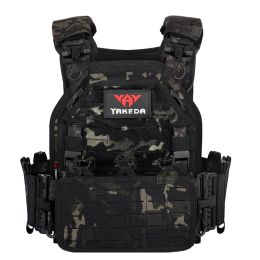 YAKEDA 1000D Nylon Tactical Gear Military Airsoft CS Game Hunting MOEEL Army Laser Cut Vest (Color: BlackCP, size: one size)