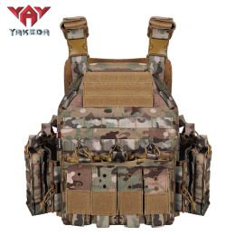 YAKEDA  Plate Carrier Tactical Vest Outdoor Hunting Protective Adjustable MODULAR Vest for Airsoft Combat Accessories (Color: CP)