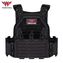 YAKEDA 1000D Nylon Tactical Gear Military Airsoft CS Game Hunting MOEEL Army Laser Cut Vest (Color: Black, size: one size)