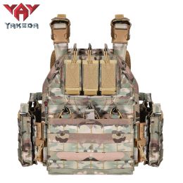 YAKEDA police police military outdoor hunting CS game equipment quick-release gun battle field black multi-camera tactical vest (Color: CP)