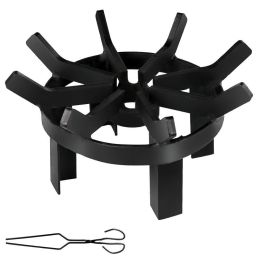Backyard Camping Round Fire Pit Wheels Fire Pit Grate (Color: Black, size: 12 x 12 inch)