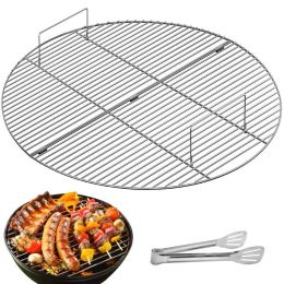 Foldable Outdoor Camping Round Cooking Grate Stainless Steel Fire Pit Grill Grate (Color: As pic show, size: 36")