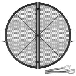 Foldable Outdoor Camping Round Cooking Grate Stainless Steel Fire Pit Grill Grate (Color: As pic show, size: 30")