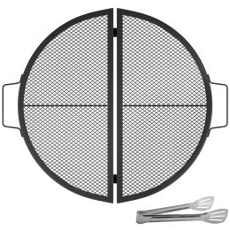 Foldable Outdoor Camping Round Cooking Grate Stainless Steel Fire Pit Grill Grate (Color: As pic show, size: 22")