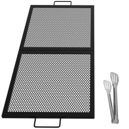 Festives Camping Party Square Cooking Grate Fire Pit Grill (Color: As pic show, size: 32" x 15")