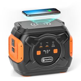 320W Portable Power Station, Flashfish 292Wh 80000mAh Solar Generator Backup Power With AC/DC/100W PD Type-c/QC3.0/Wireless Charger /Flashlight, CPAP (292wh: A301)